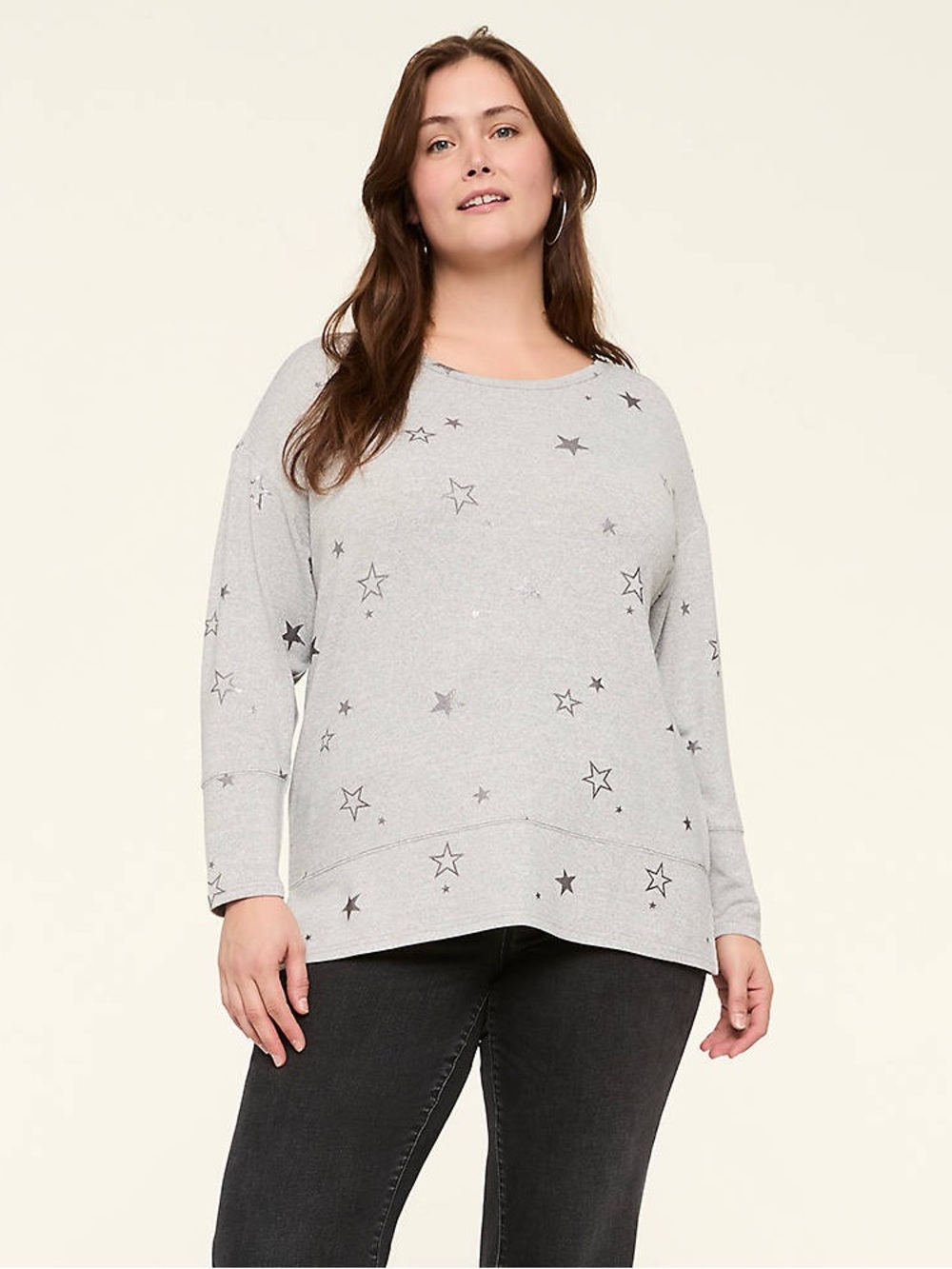 Lane Bryant Grey Star Print Top Size 14/16
